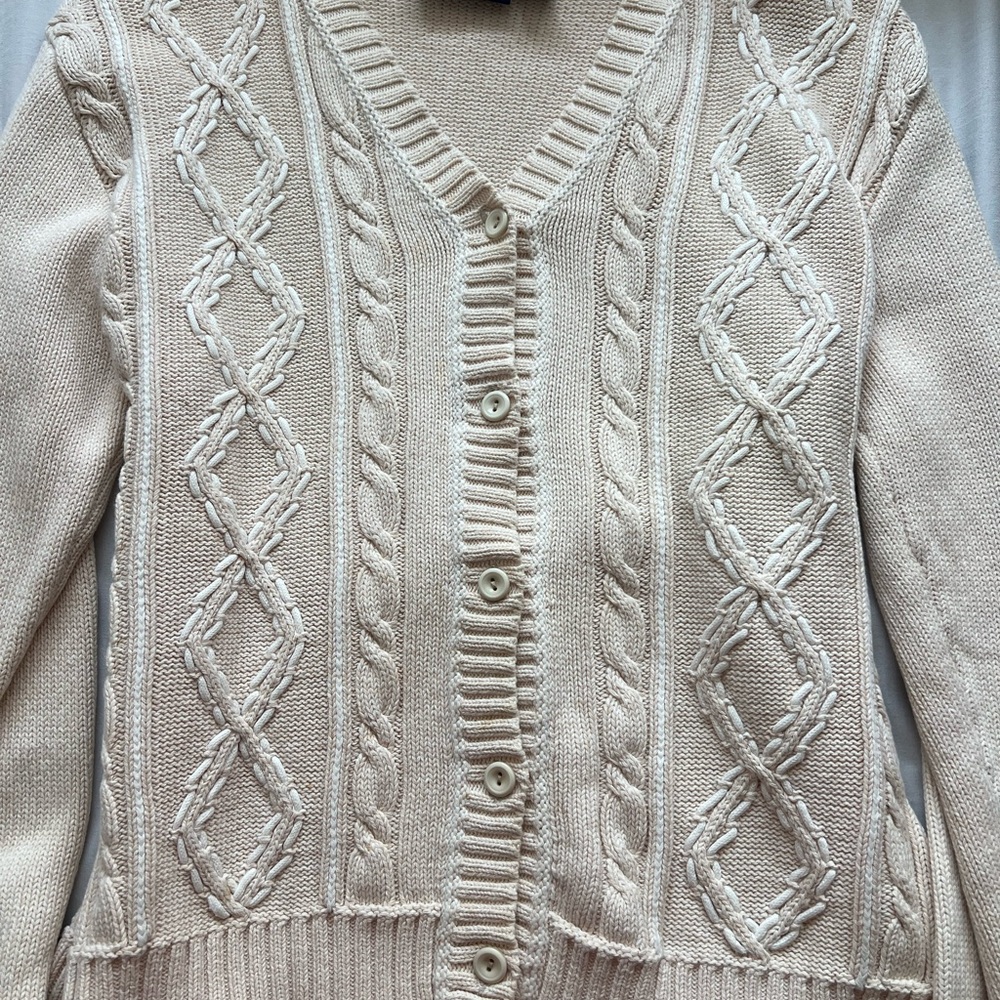 Liz Claiborne Cream Cable Knit Cardigan